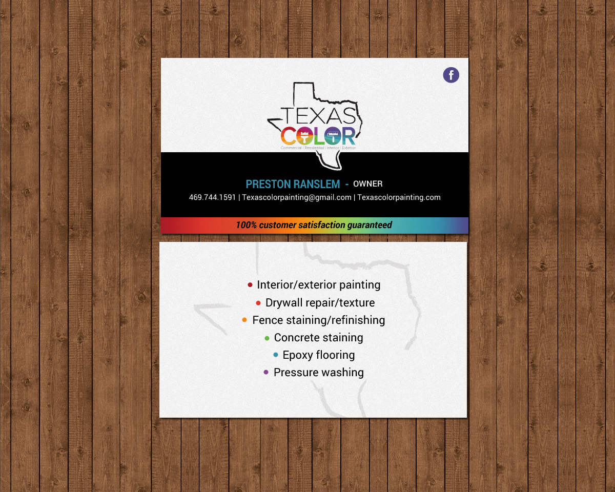 Business Card Design by chandrayaan.creative for Texas Color Painting  | Design #18571574