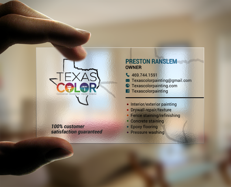 Business Card Design by chandrayaan.creative for Texas Color Painting  | Design #18571578