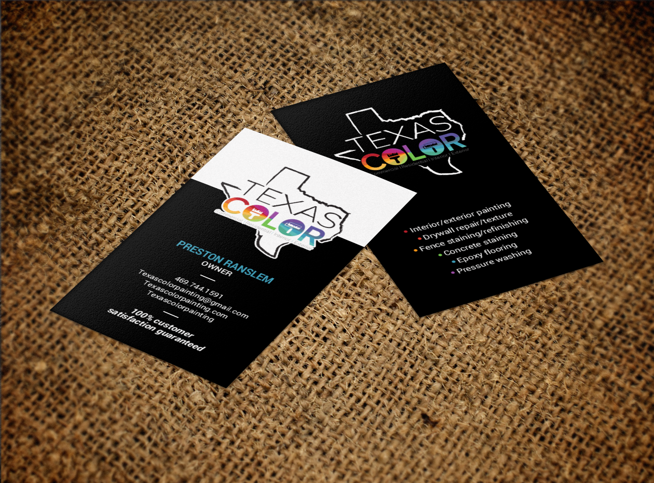 Business Card Design by chandrayaan.creative for Texas Color Painting  | Design #18571585