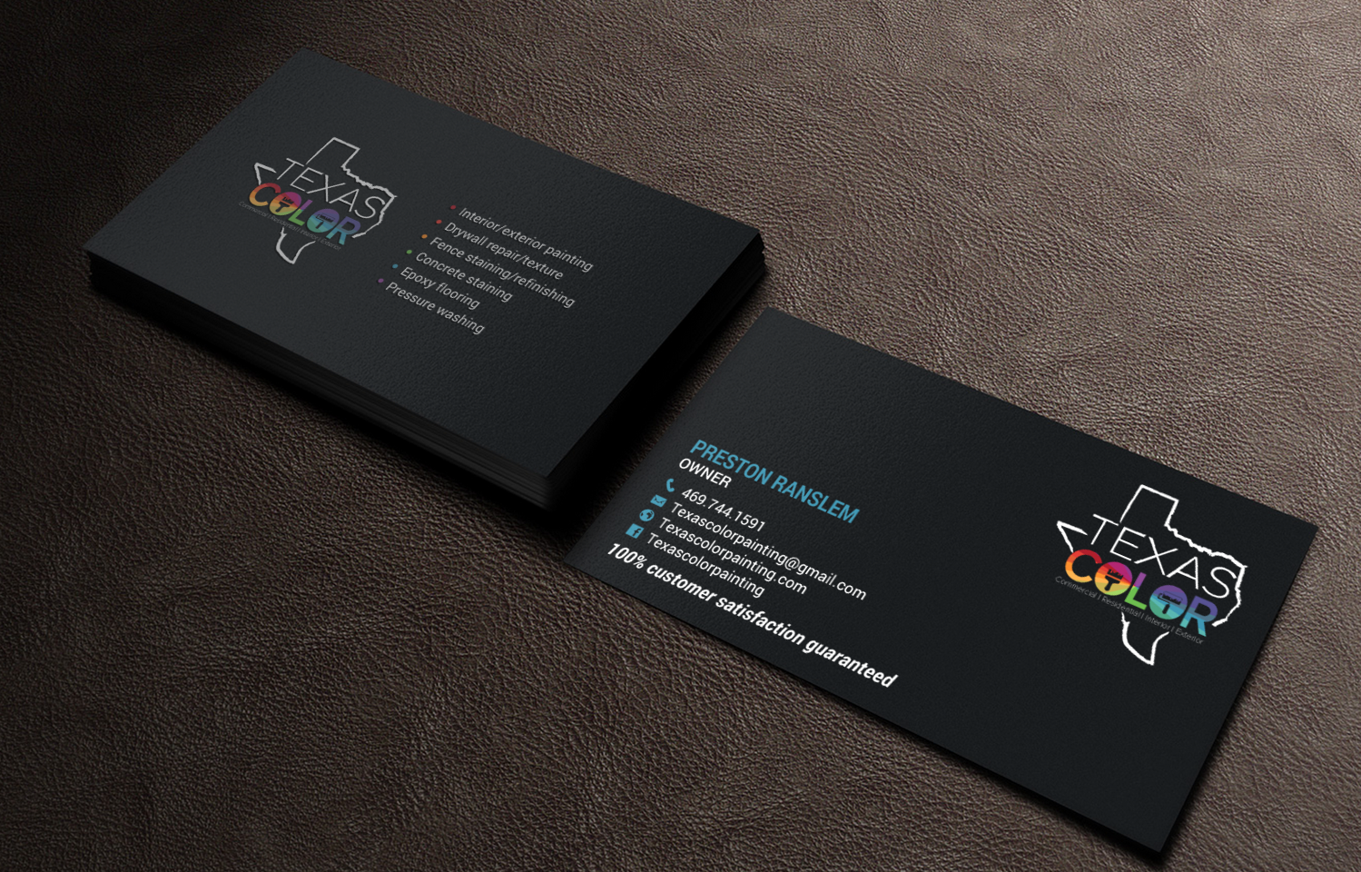 Business Card Design by chandrayaan.creative for Texas Color Painting  | Design #18571613