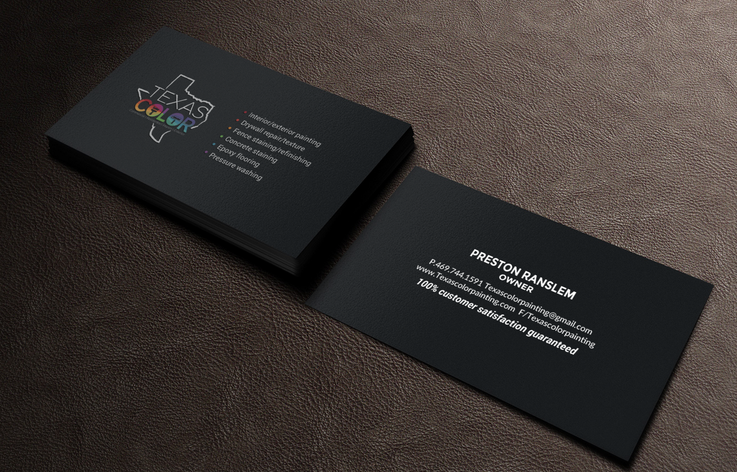 Business Card Design by chandrayaan.creative for Texas Color Painting  | Design #18571615