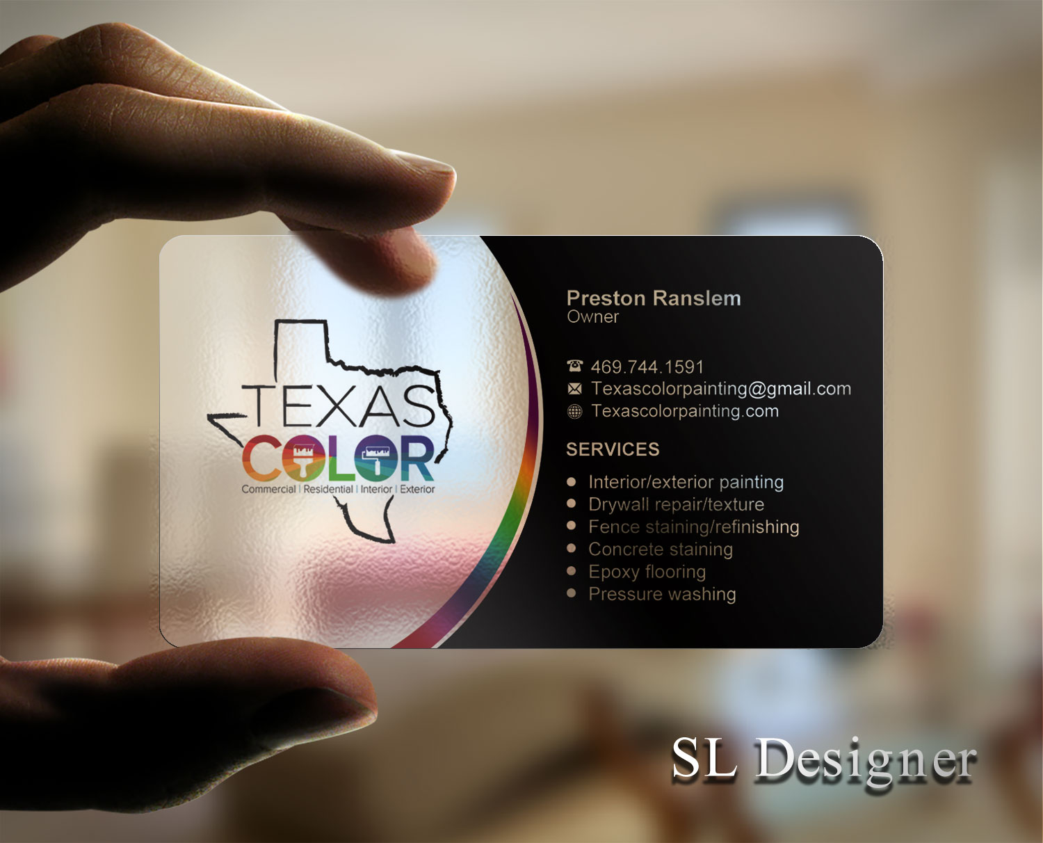 Business Card Design by SL Designer for Texas Color Painting  | Design #18565109
