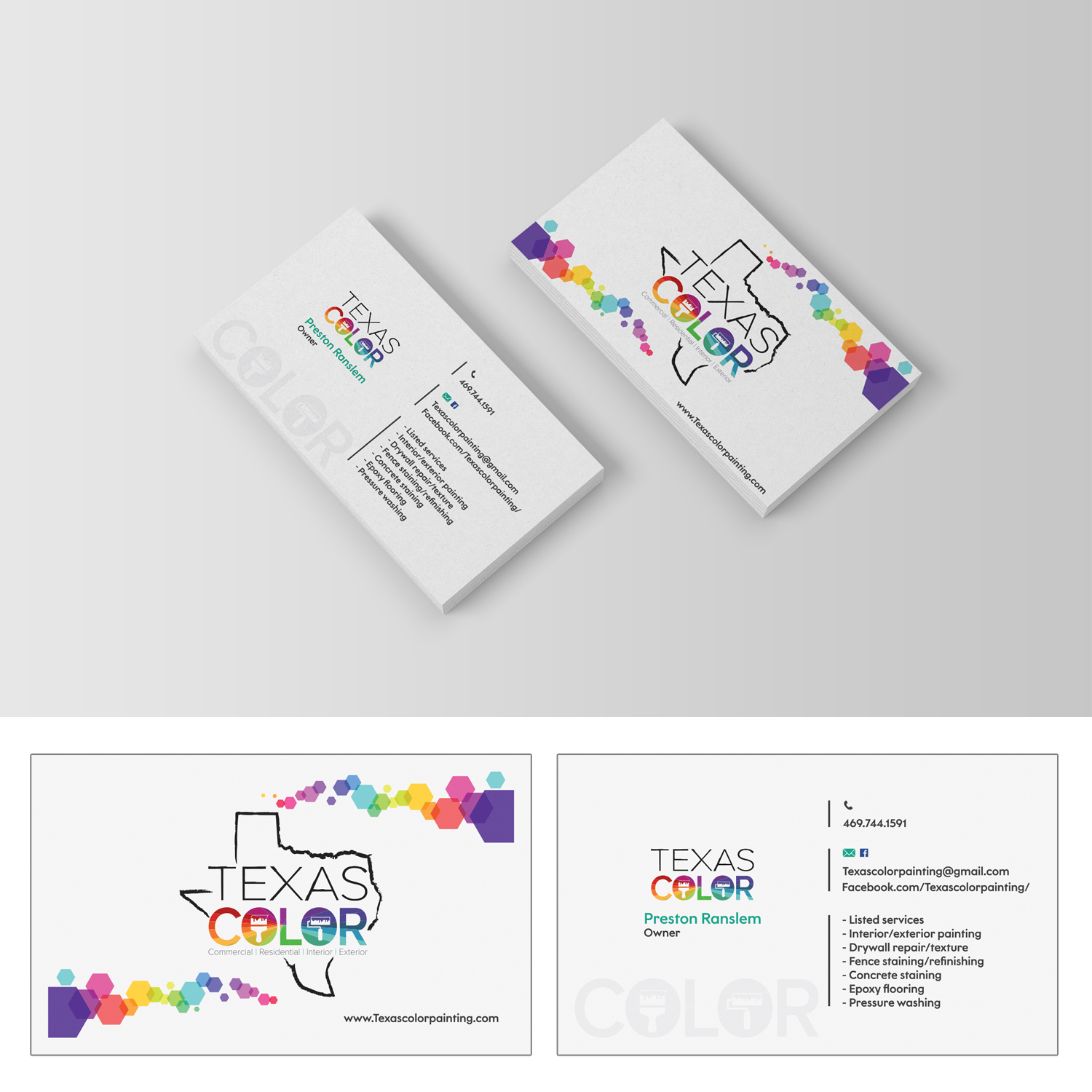 Business Card Design by andy 12 for Texas Color Painting  | Design #18572130