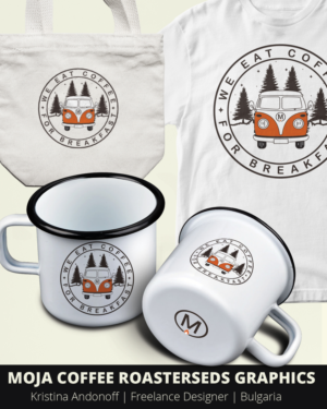 Moja Coffee Roasters needs graphics for merchandise and swag! | Diseño Gráfico por Kristina Andonoff