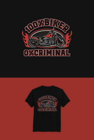BIKER T-SHIRT #1 - 100% BIKER 0% CRIMINAL | Diseño de Camiseta por pecgi