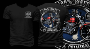 BIKER T-SHIRT #1 - 100% BIKER 0% CRIMINAL | Diseño de Camiseta por Bayu_susilo