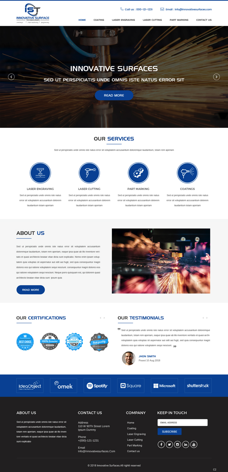 Wordpress Design by pb for Innovative Surface Technologies | Design #19421412