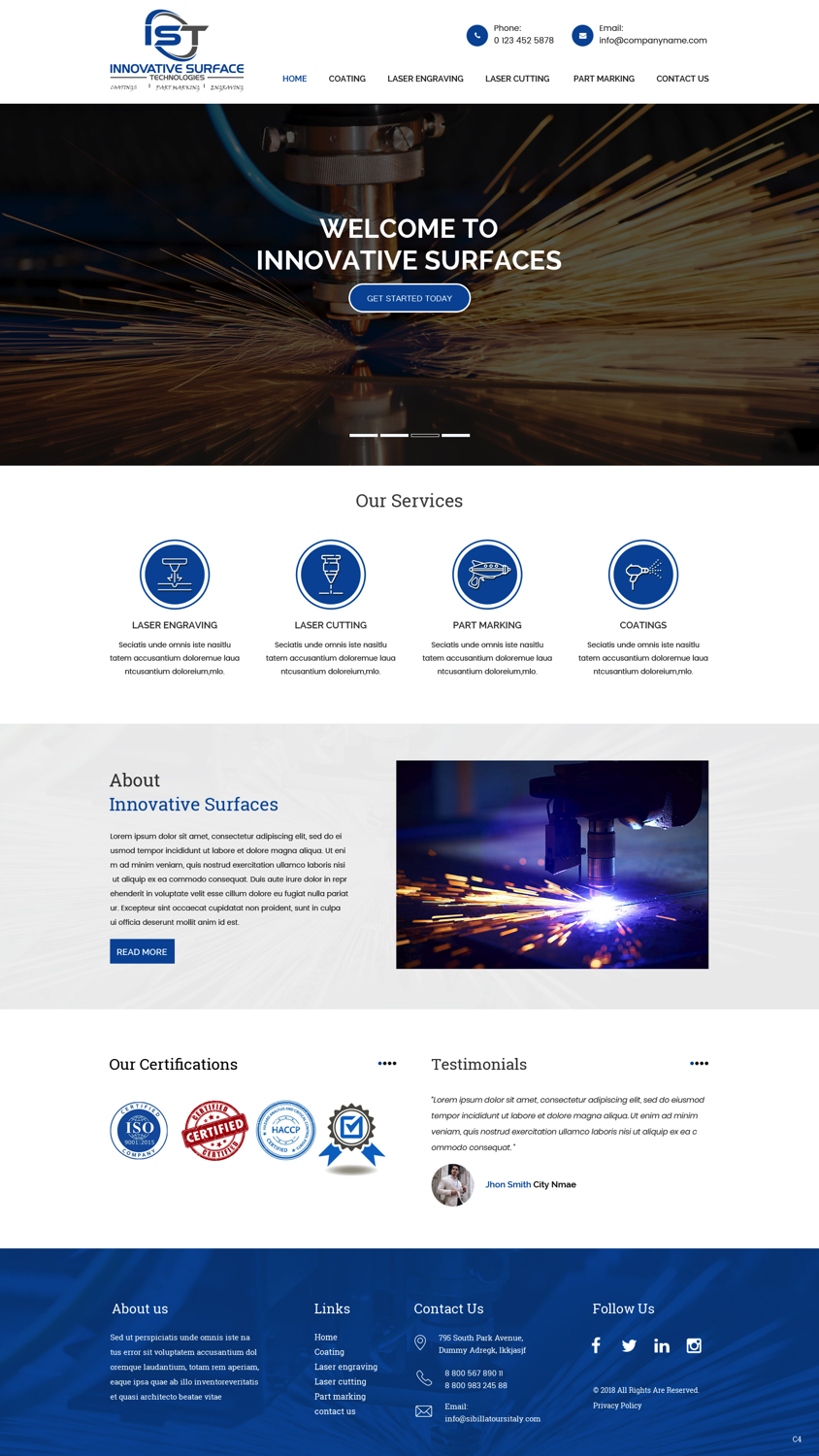 Diseño Wordpress por pb para Innovative Surface Technologies | Diseño #19421413