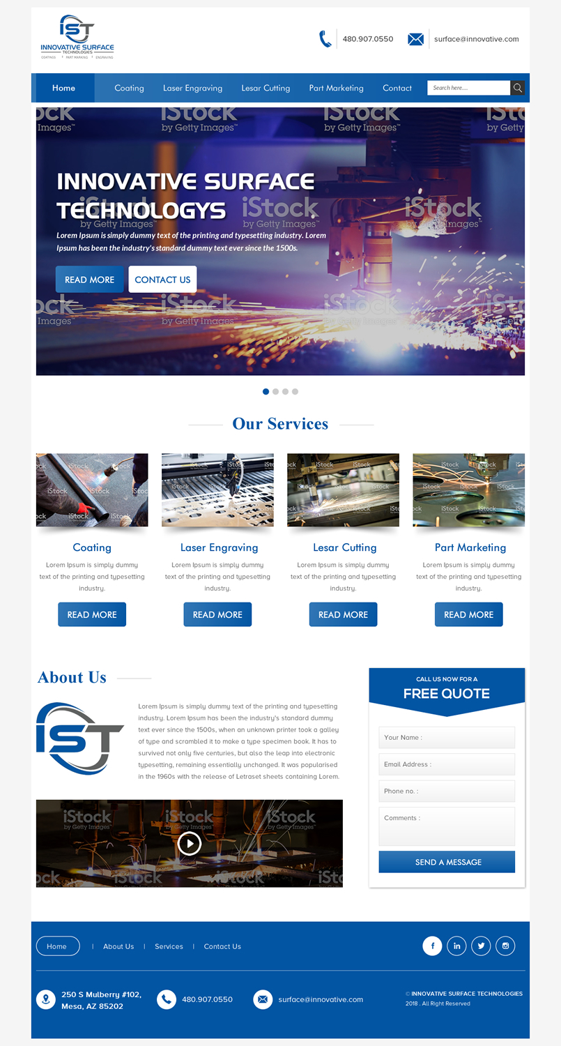 Wordpress Design by rightway for Innovative Surface Technologies | Design #19429046