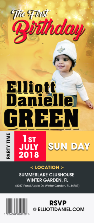 Eli's 1st Birthday Invite | Design de Papeterie par Expert Designer