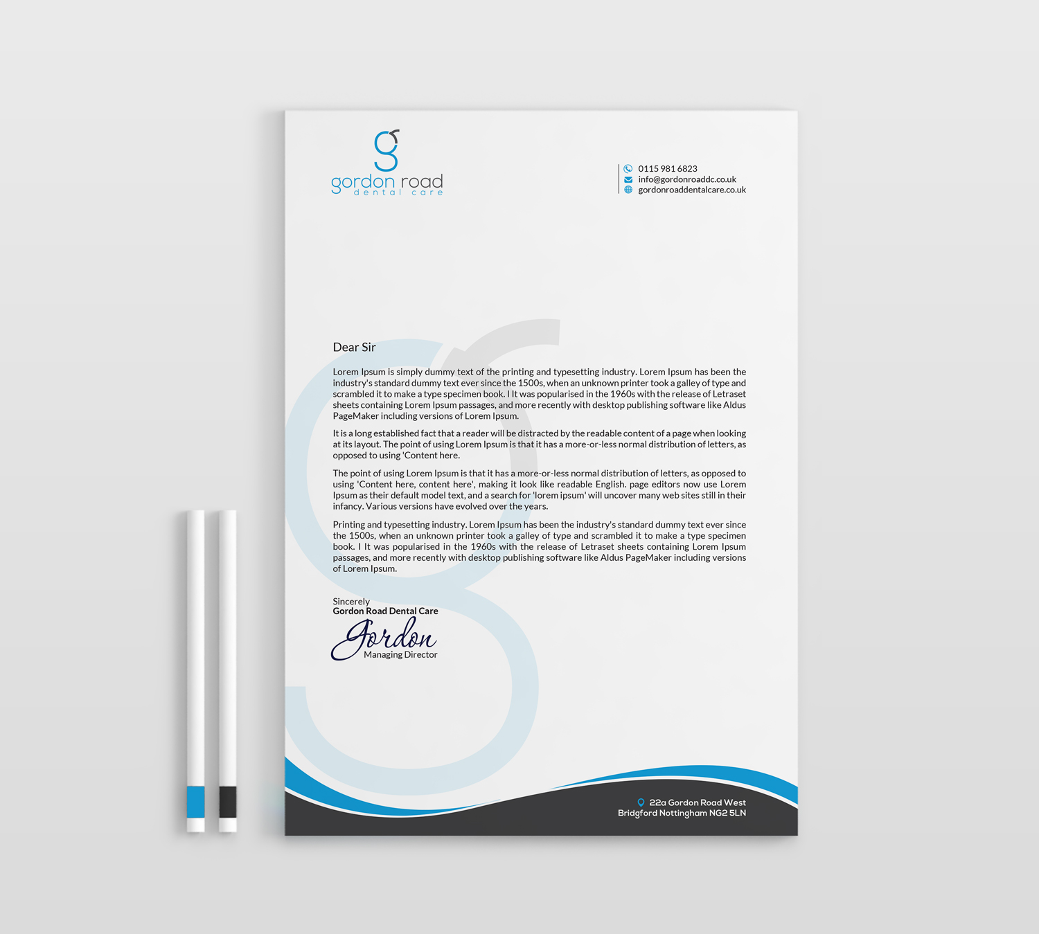 Letterhead Design by kreativedhir for Gordon Road Dental Care | Design #18617418