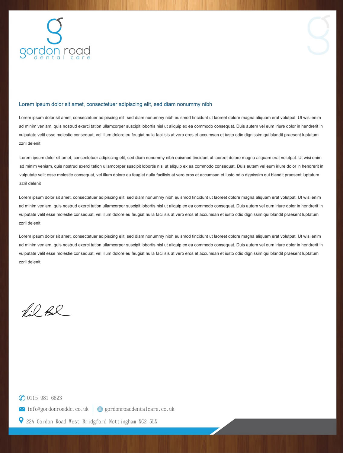 Letterhead Design by HarmiDesigning for Gordon Road Dental Care | Design #18635241