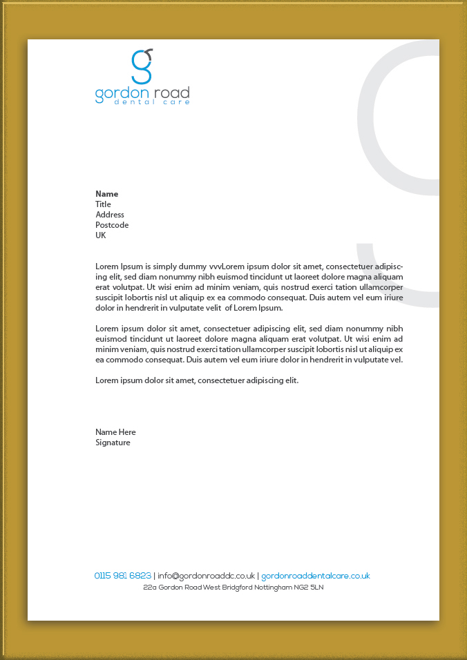 Diseño de Membrete por UrbainFX para Gordon Road Dental Care | Diseño #18660163