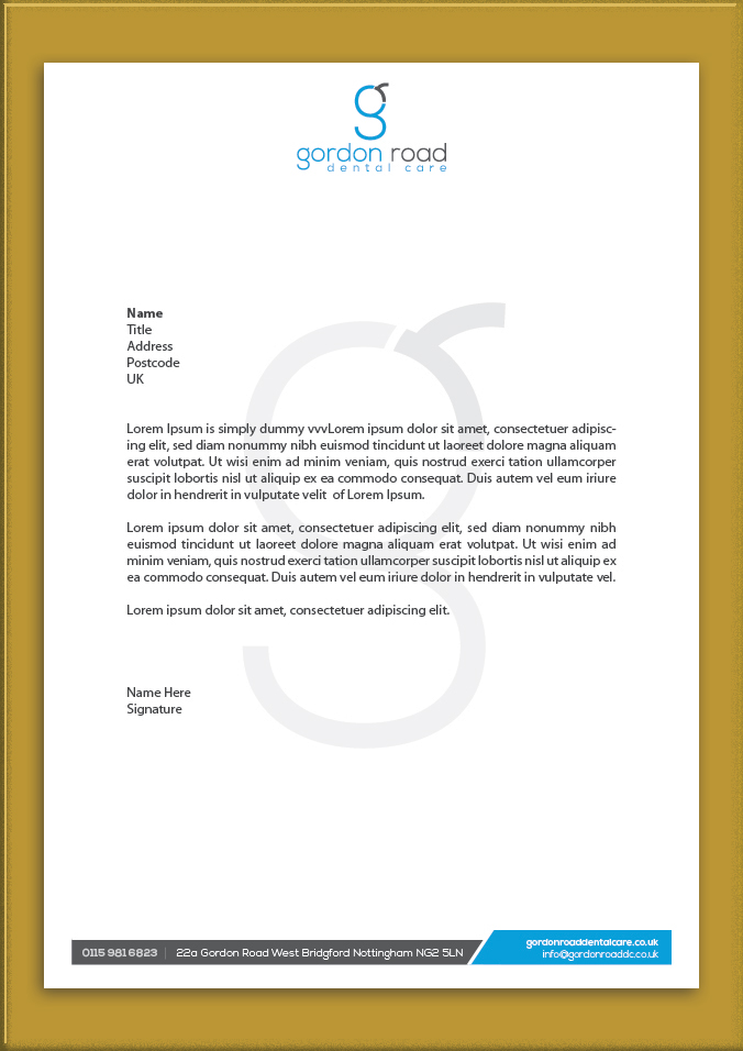 Briefkopf-Design von UrbainFX für Gordon Road Dental Care | Design #18660164