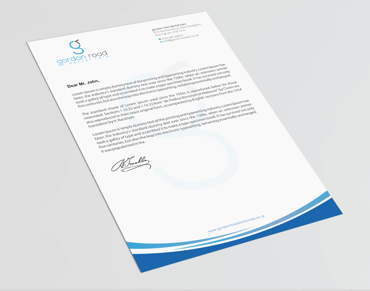 Briefkopf-Design von Infinitive Technology für Gordon Road Dental Care | Design #18620537