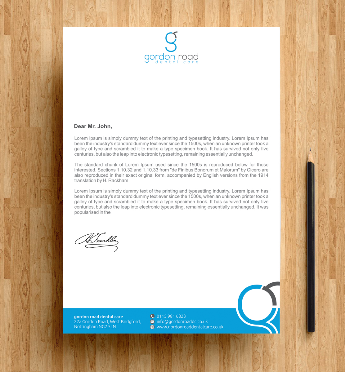 Letterhead Design by alpesh9520 for Gordon Road Dental Care | Design #18630877