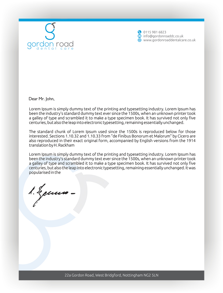 Letterhead Design by alpesh9520 for Gordon Road Dental Care | Design #18631976