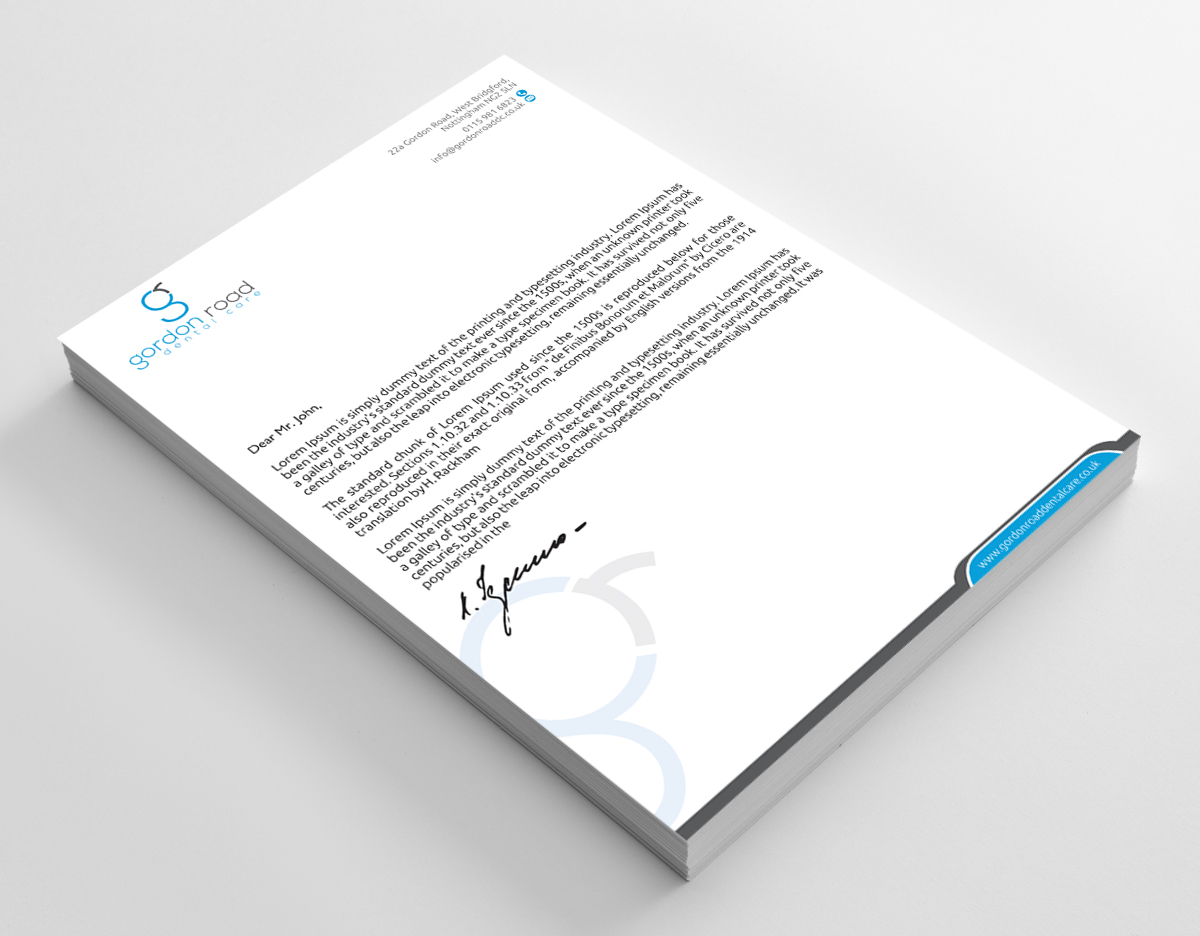 Letterhead Design by alpesh9520 for Gordon Road Dental Care | Design #18632300