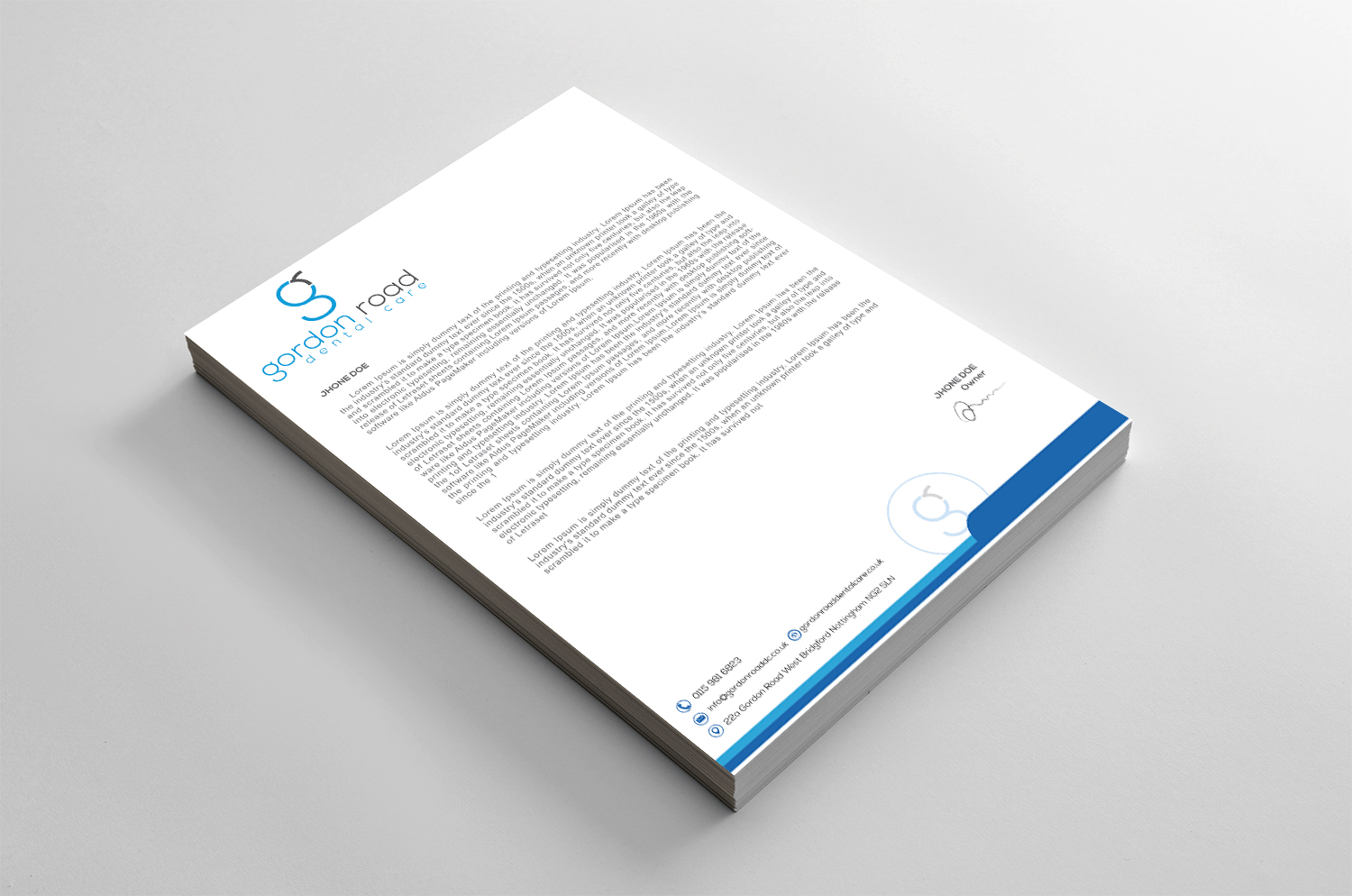 Letterhead Design by DesignMe Graphics for Gordon Road Dental Care | Design #18620971