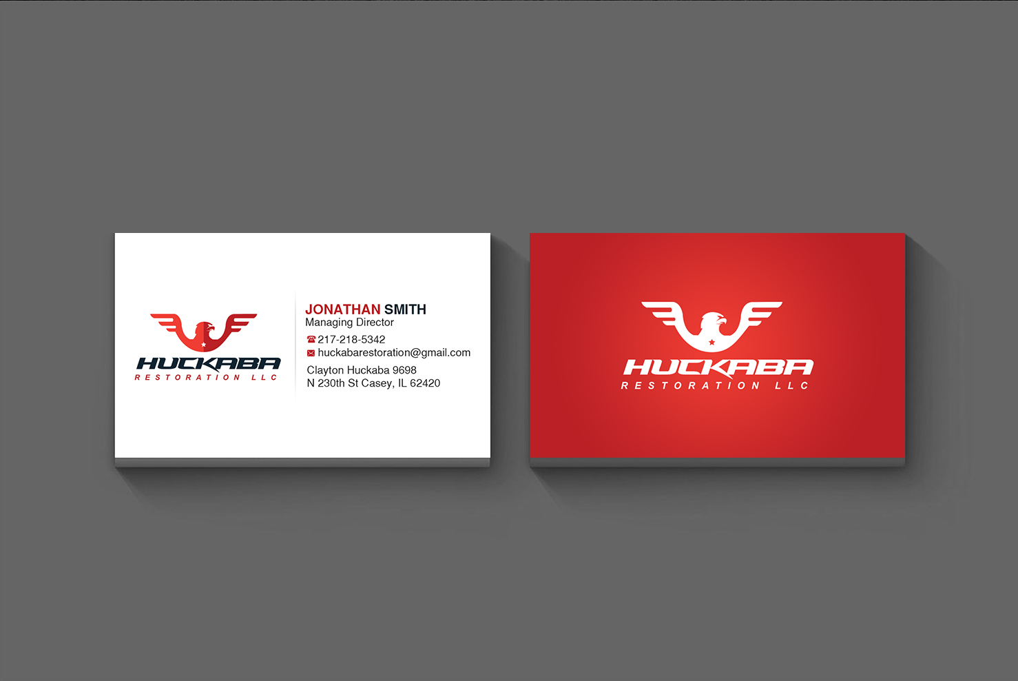 Business Card Design by Creations Box 2015 for Huckaba Restoration LLC  | Design #18616107