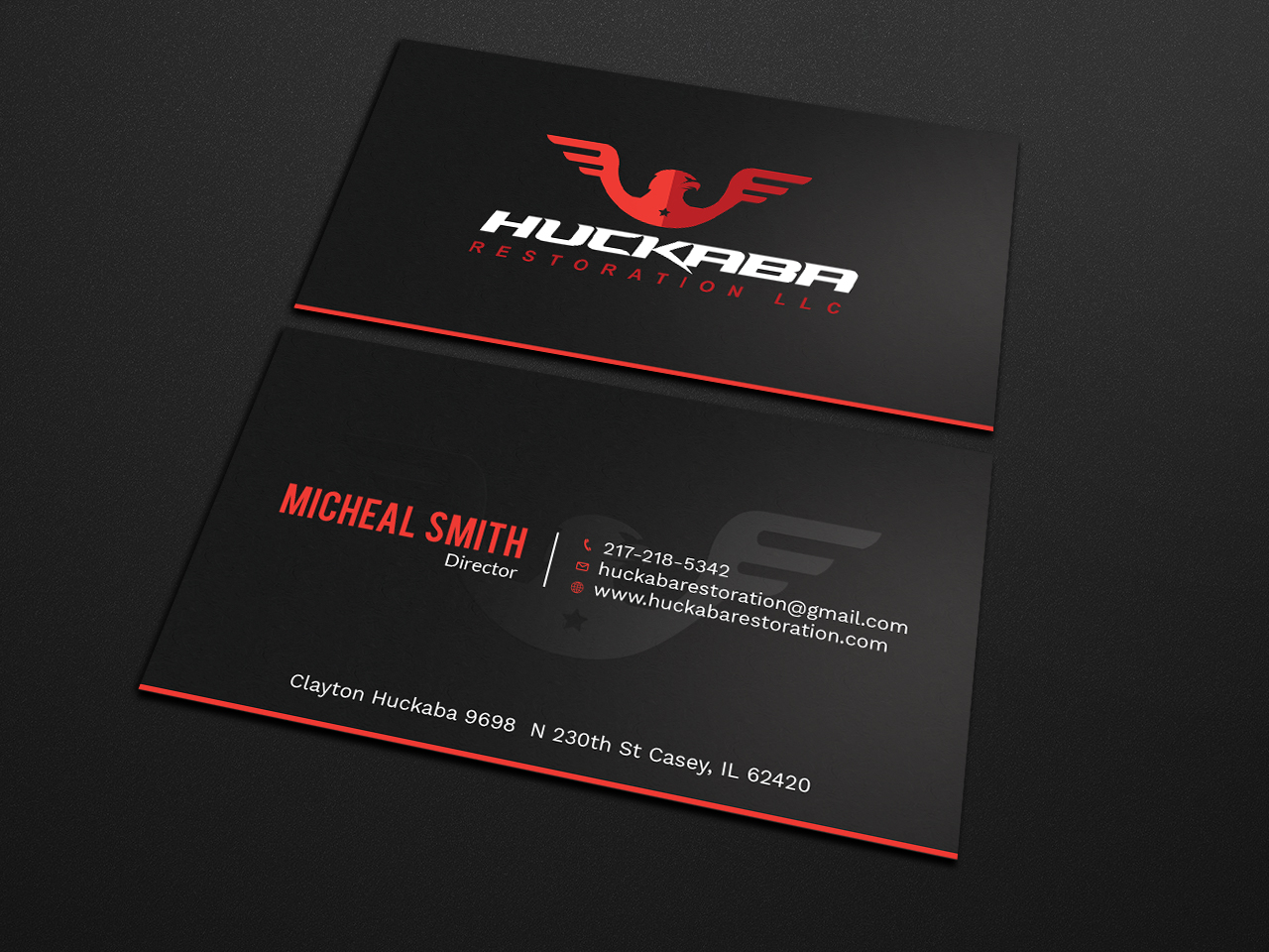 Business Card Design by Tripti Ranjan Gain for Huckaba Restoration LLC  | Design #18691312