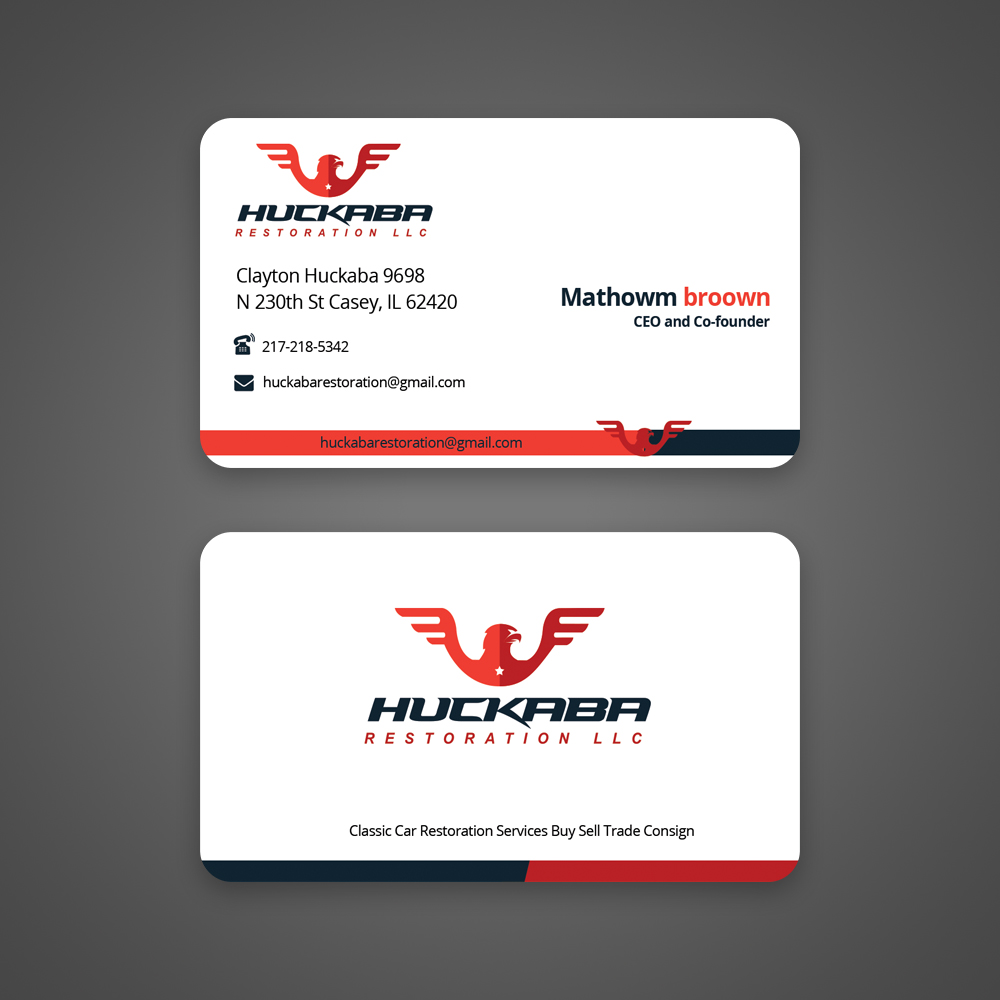 Business Card Design by hasan uzzal for Huckaba Restoration LLC  | Design #18630575