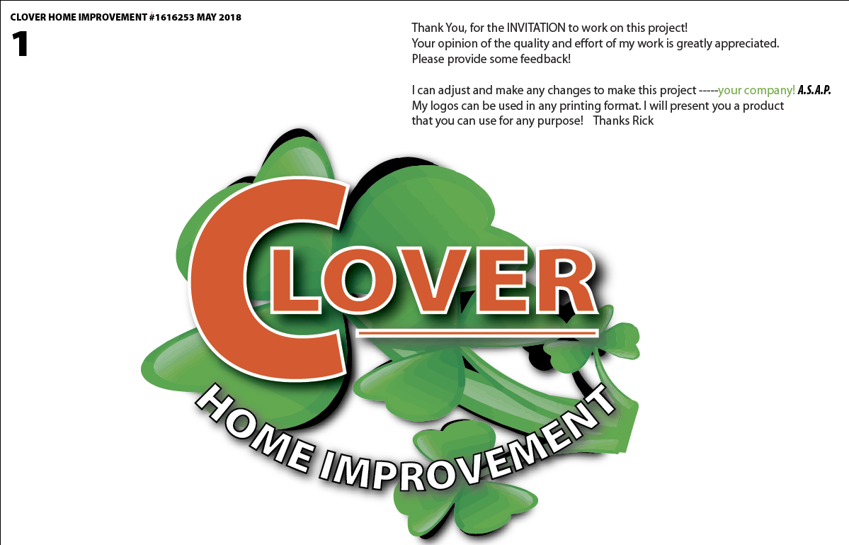Logo Design by fourdog123 for Clover Home Improvement | Design #18654766