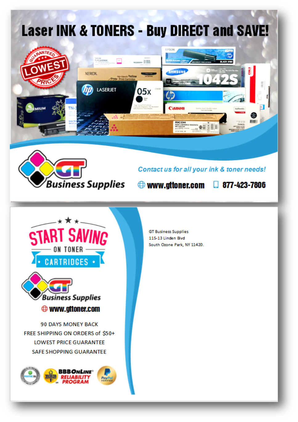 Postcard Design by citygirl17 for GT Business Supplies LLC | Design #18649843