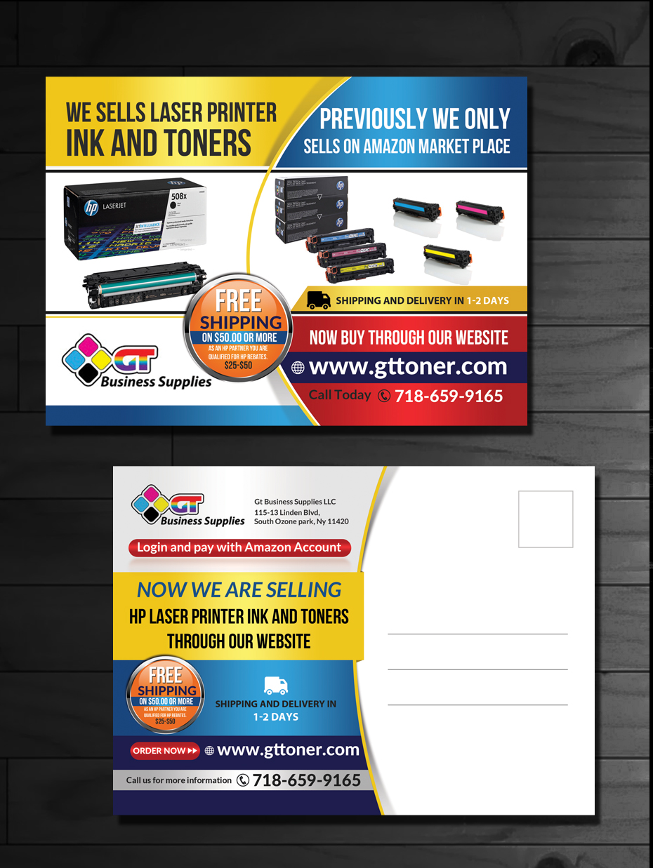 Postcard Design by innovative earth for GT Business Supplies LLC | Design #18663064