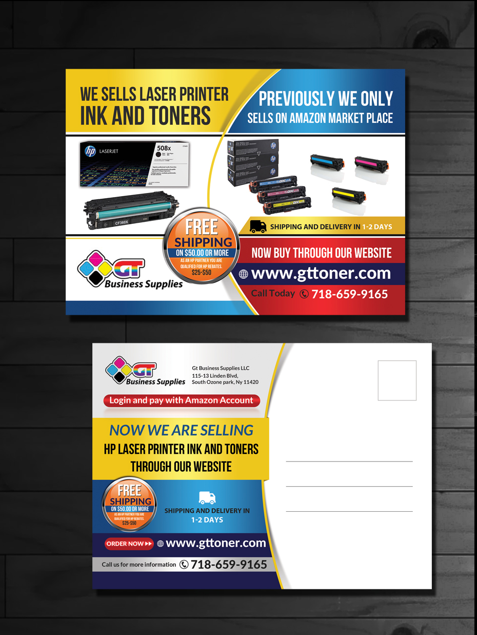 Postcard Design by innovative earth for GT Business Supplies LLC | Design #18664614