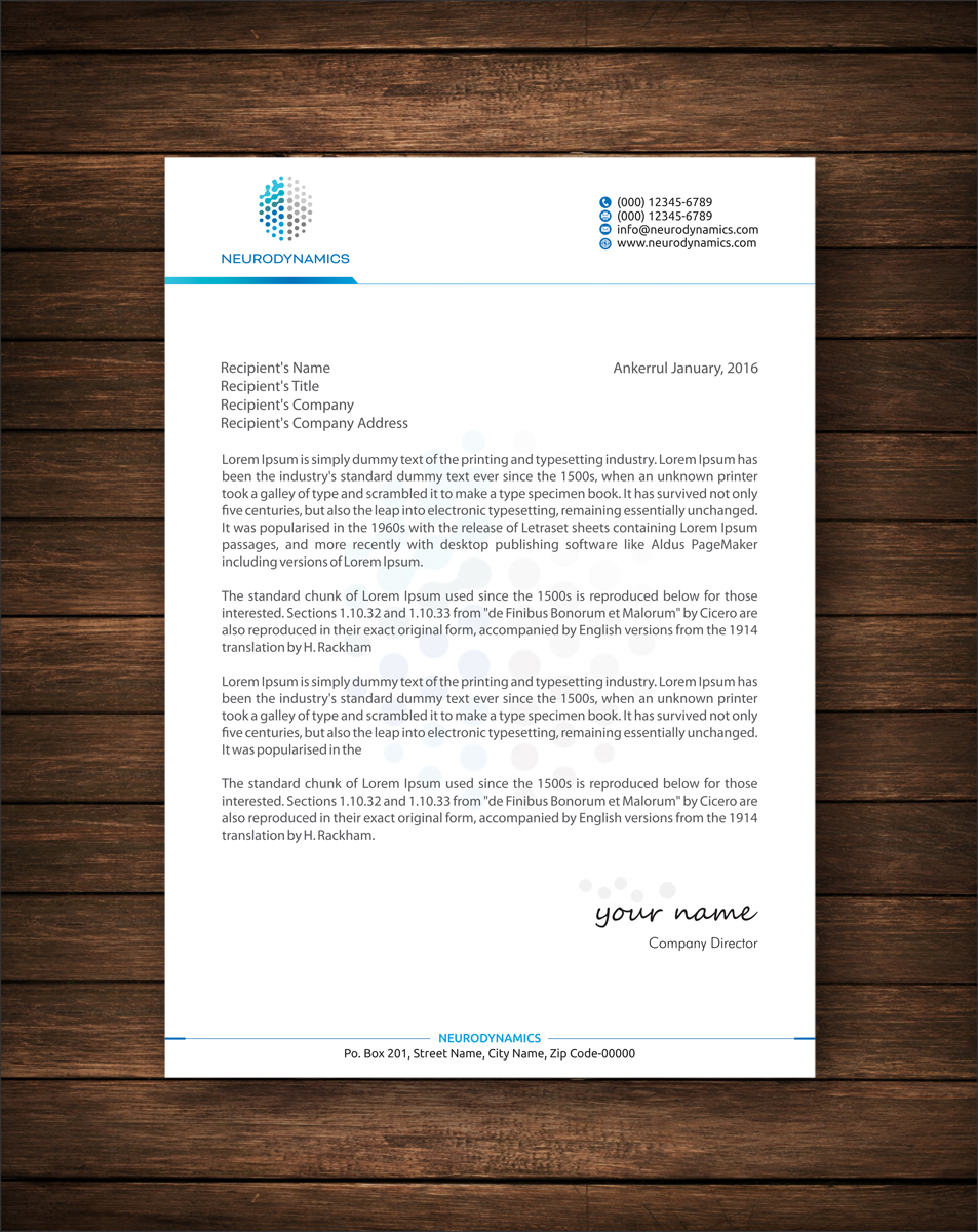 Letterhead Design by alpesh9520 for Neurodynamics, Inc. | Design #18664472