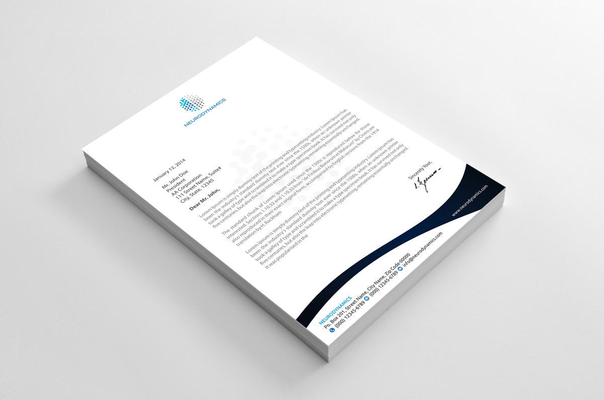 Letterhead Design by alpesh9520 for Neurodynamics, Inc. | Design #18665377