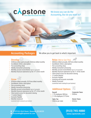 Flyer Design by uk for Capstone Tax and Accounting Inc. | Design: #18664293