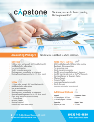 Flyer Design by uk for Capstone Tax and Accounting Inc. | Design: #18664702