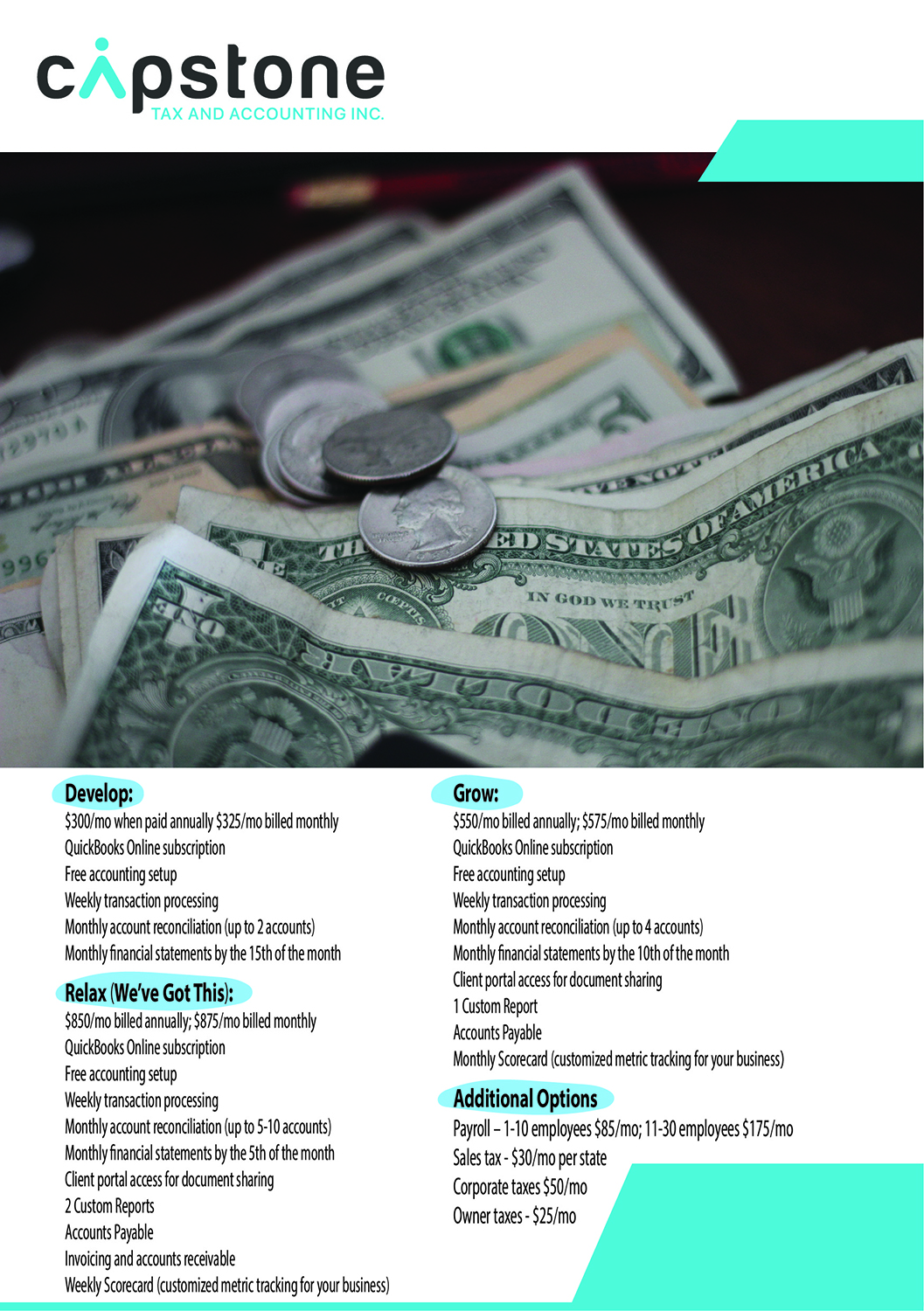 Flyer-Design von Tng HuiTing für Capstone Tax and Accounting Inc. | Design #18652693
