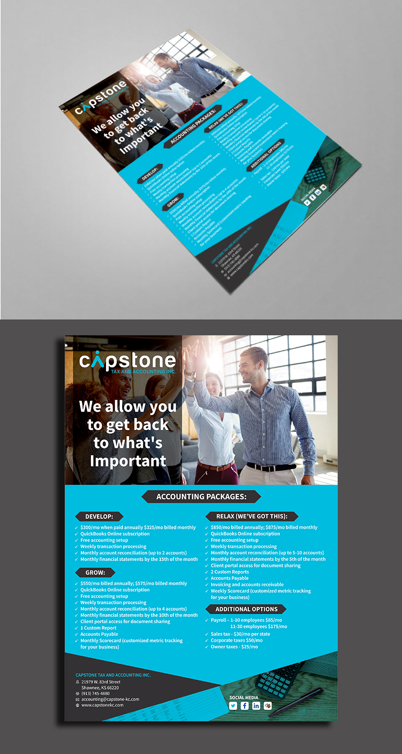 Diseño de Flyer por ecorokerz para Capstone Tax and Accounting Inc. | Diseño #18650389