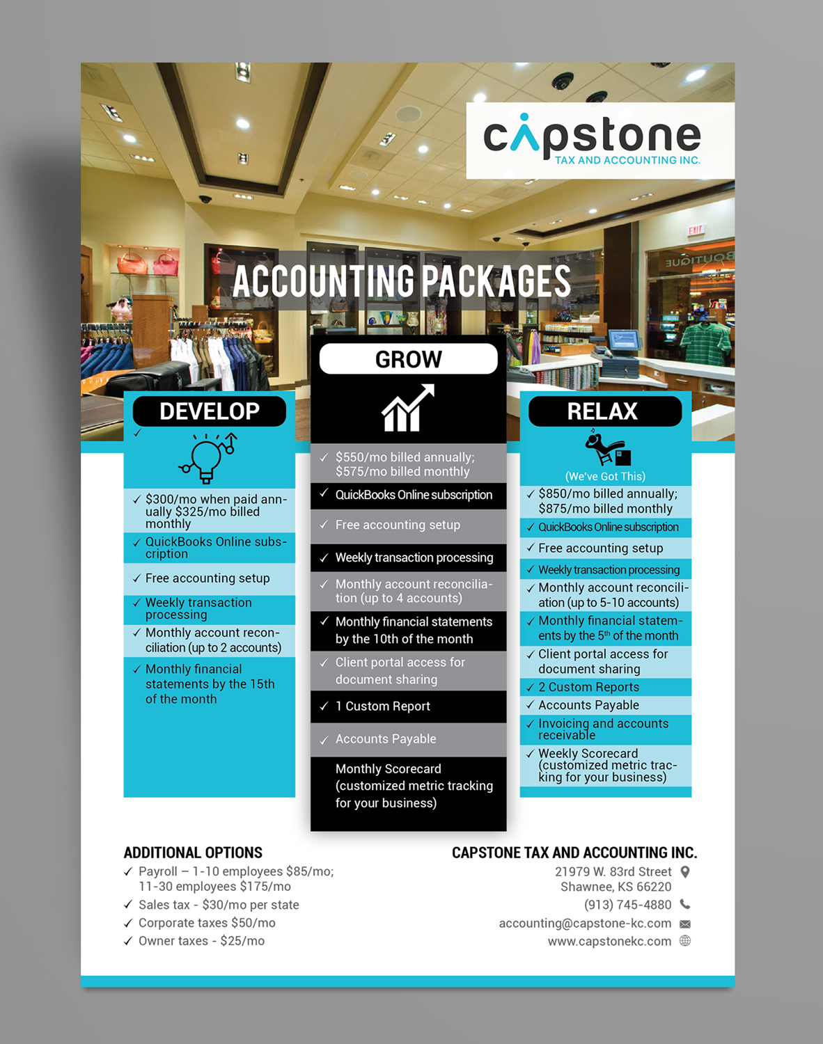 Flyer Design by ilovedesign1 for Capstone Tax and Accounting Inc. | Design #18649807