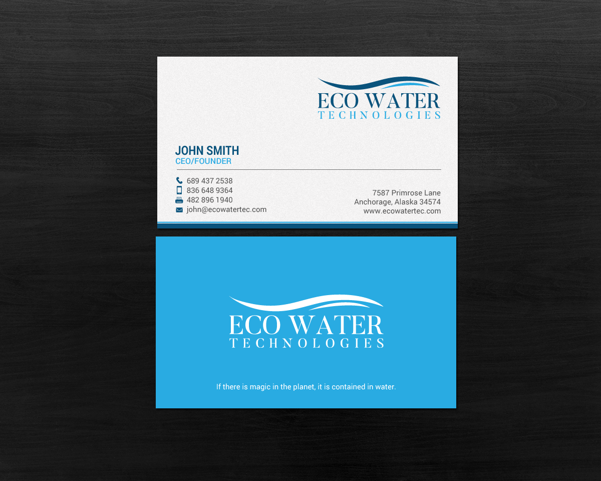 Business Card Design by chandrayaan.creative for ECO Water Technologies, Corp | Design #18659460