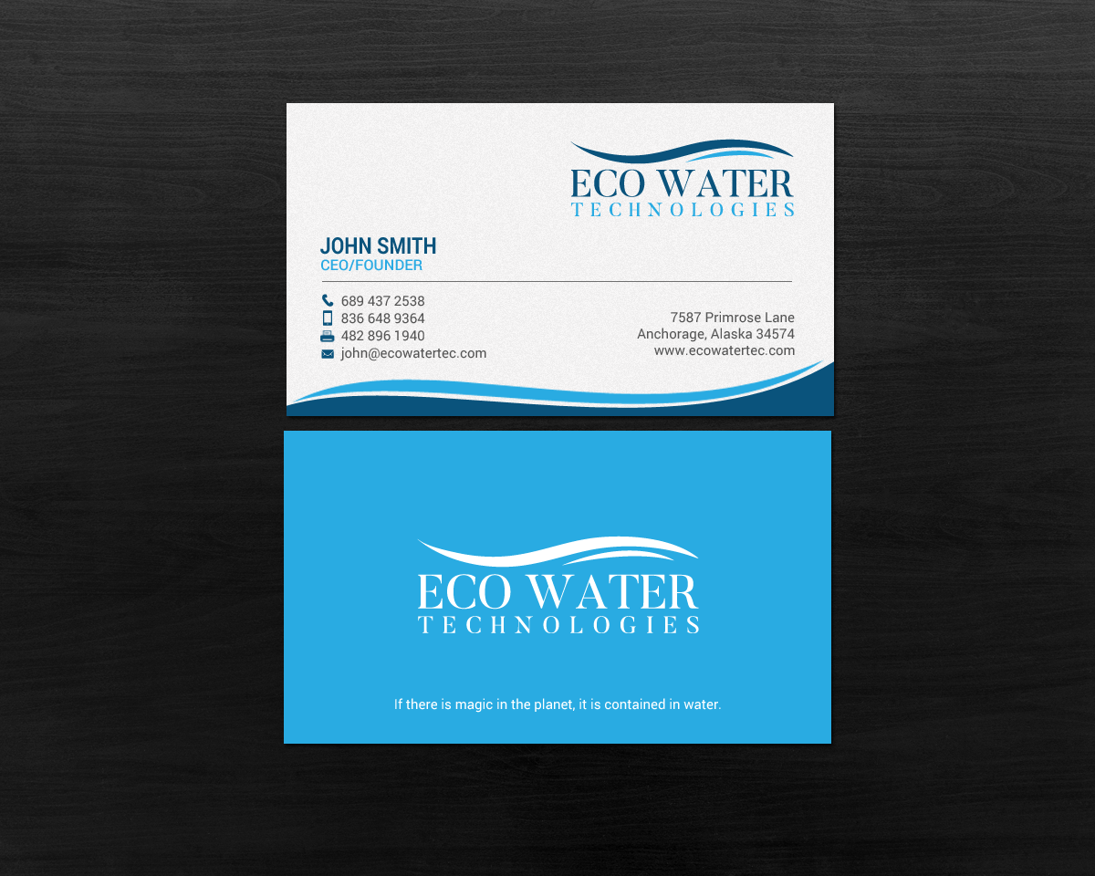 Business Card Design by chandrayaan.creative for ECO Water Technologies, Corp | Design #18659462