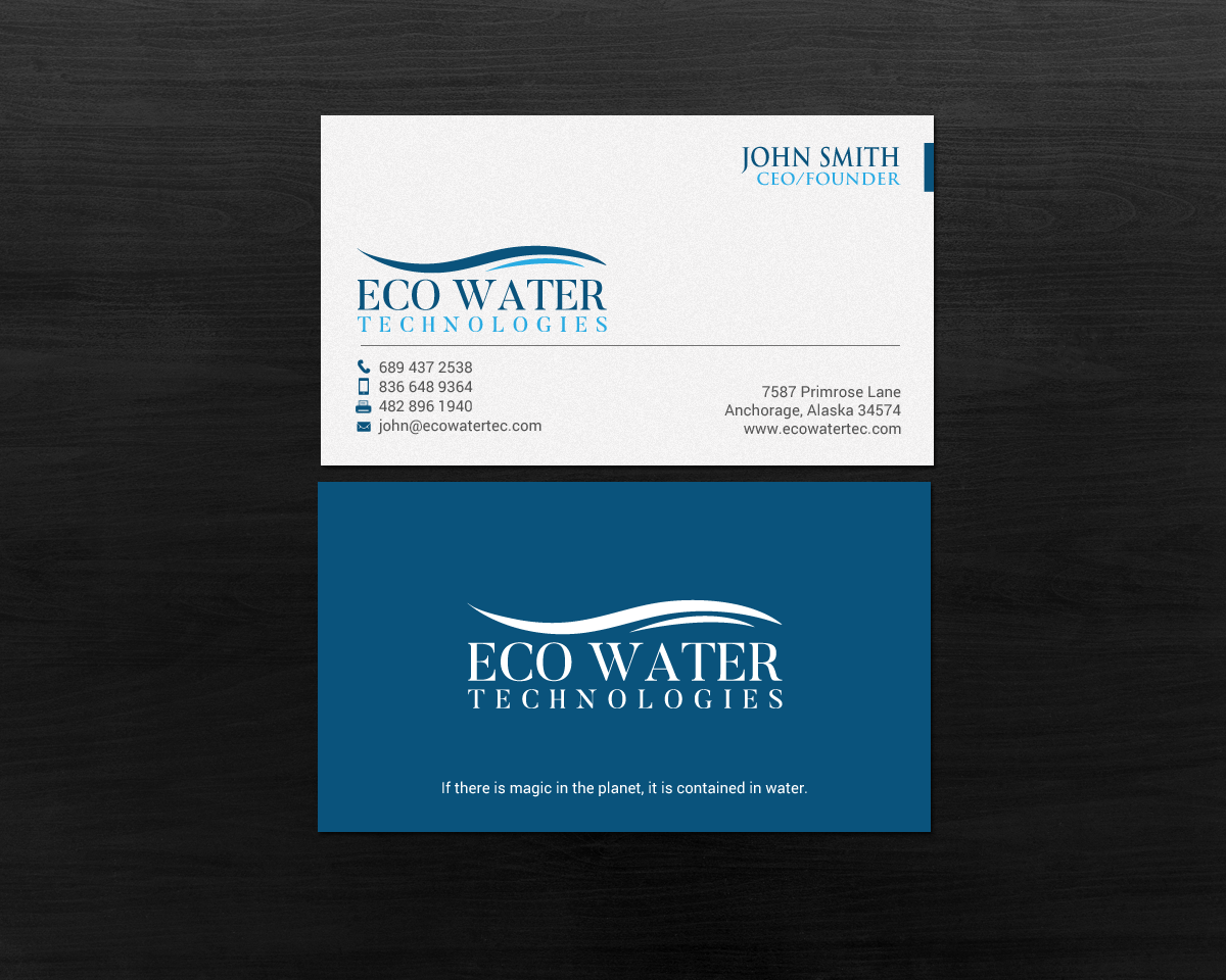 Business Card Design by chandrayaan.creative for ECO Water Technologies, Corp | Design #18659463