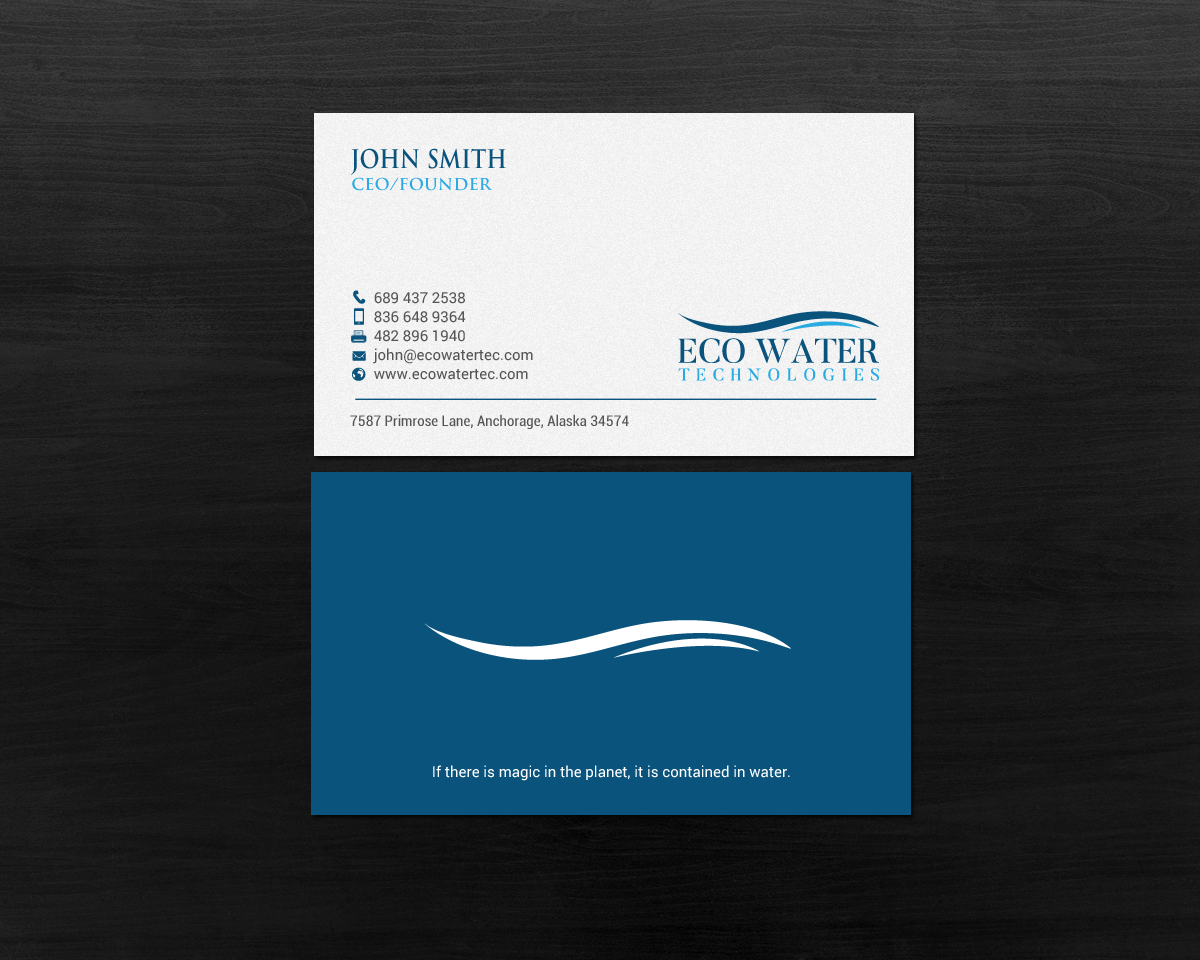 Business Card Design by chandrayaan.creative for ECO Water Technologies, Corp | Design #18659464