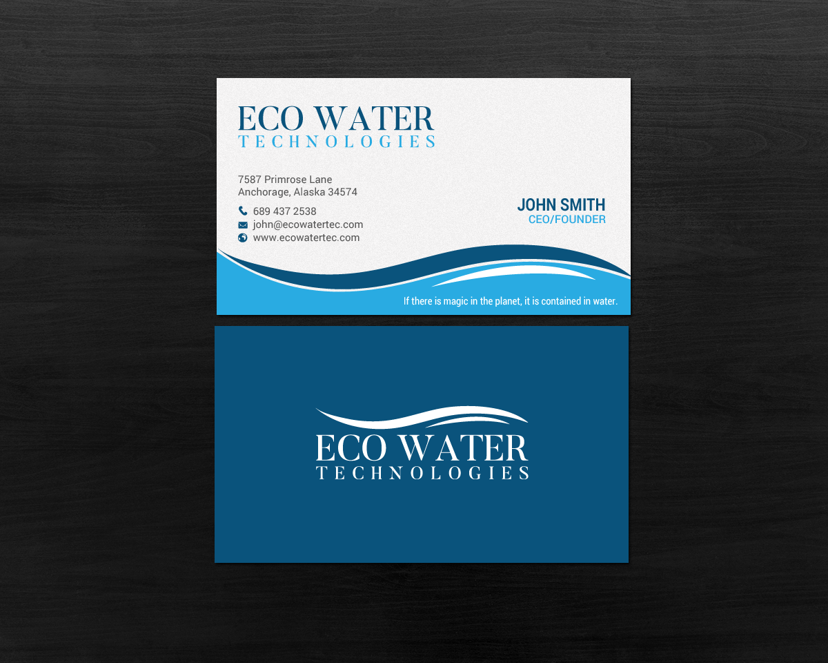 Business Card Design by chandrayaan.creative for ECO Water Technologies, Corp | Design #18659468