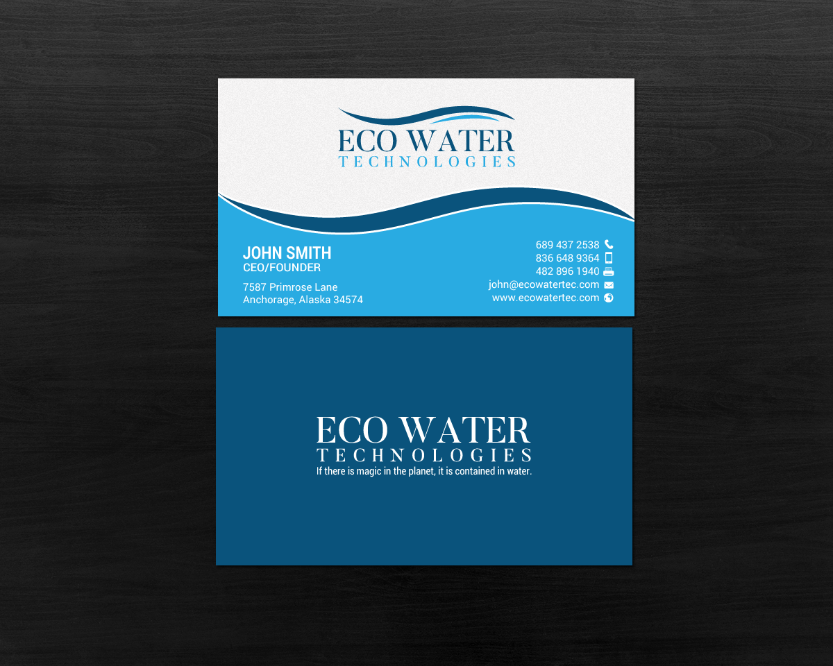 Business Card Design by chandrayaan.creative for ECO Water Technologies, Corp | Design #18659470