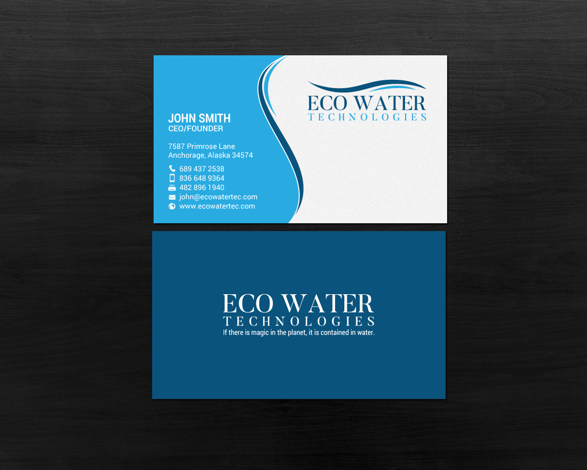 Business Card Design by chandrayaan.creative for ECO Water Technologies, Corp | Design #18659471