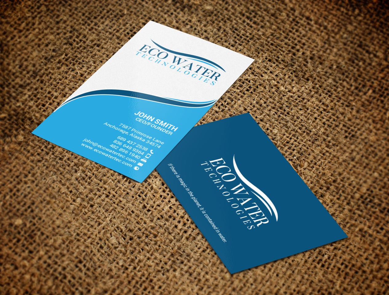 Business Card Design by chandrayaan.creative for ECO Water Technologies, Corp | Design #18659472