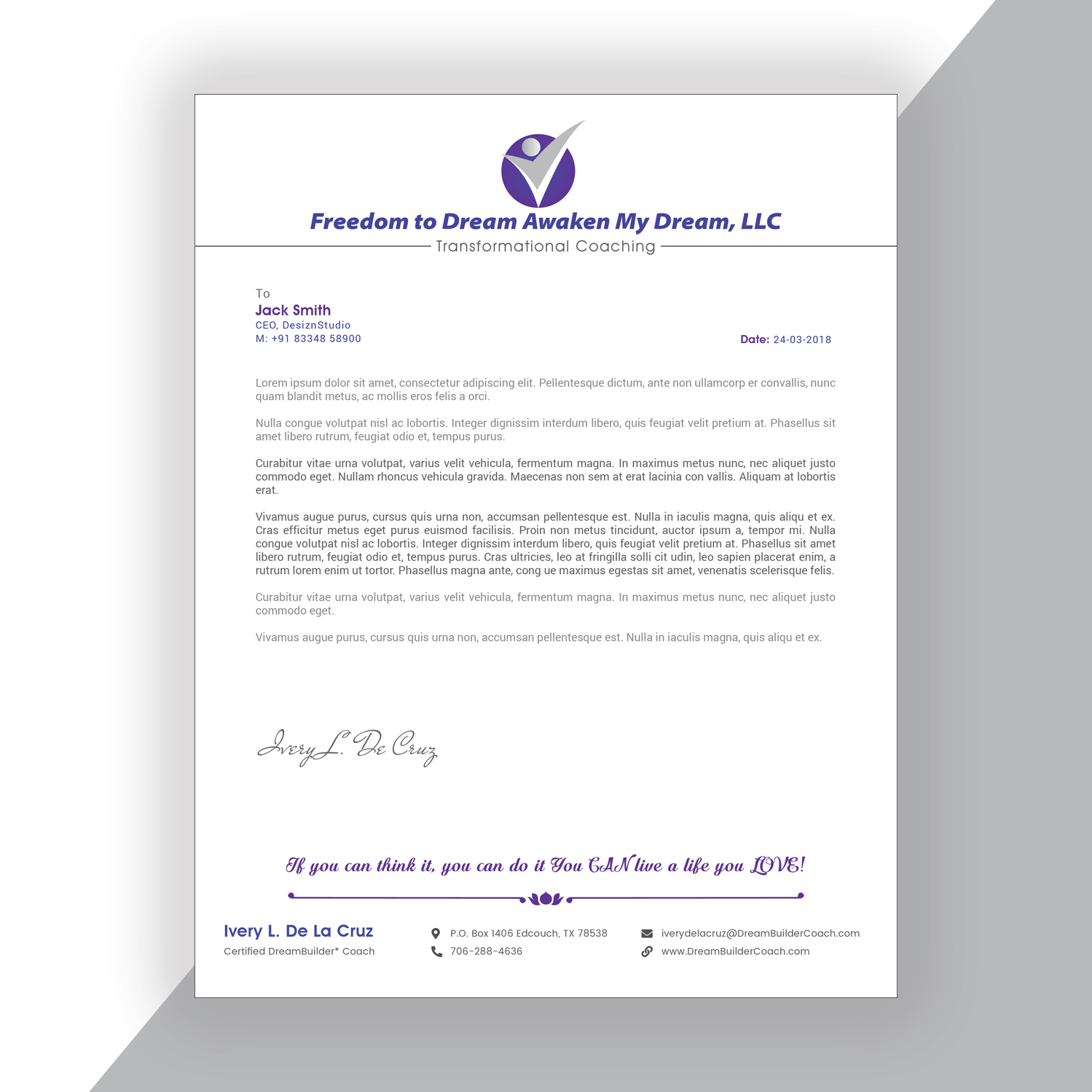 Stationery Design by Expert Designer for Freedom to Awaken My Dreams, LLC | Design #18731969