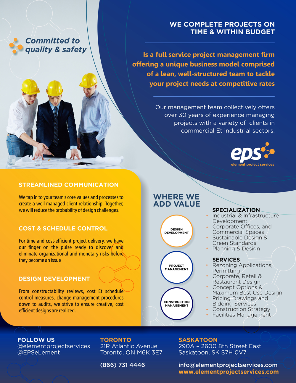Diseño de Brochure por uk para Element Project Services | Diseño #18682733