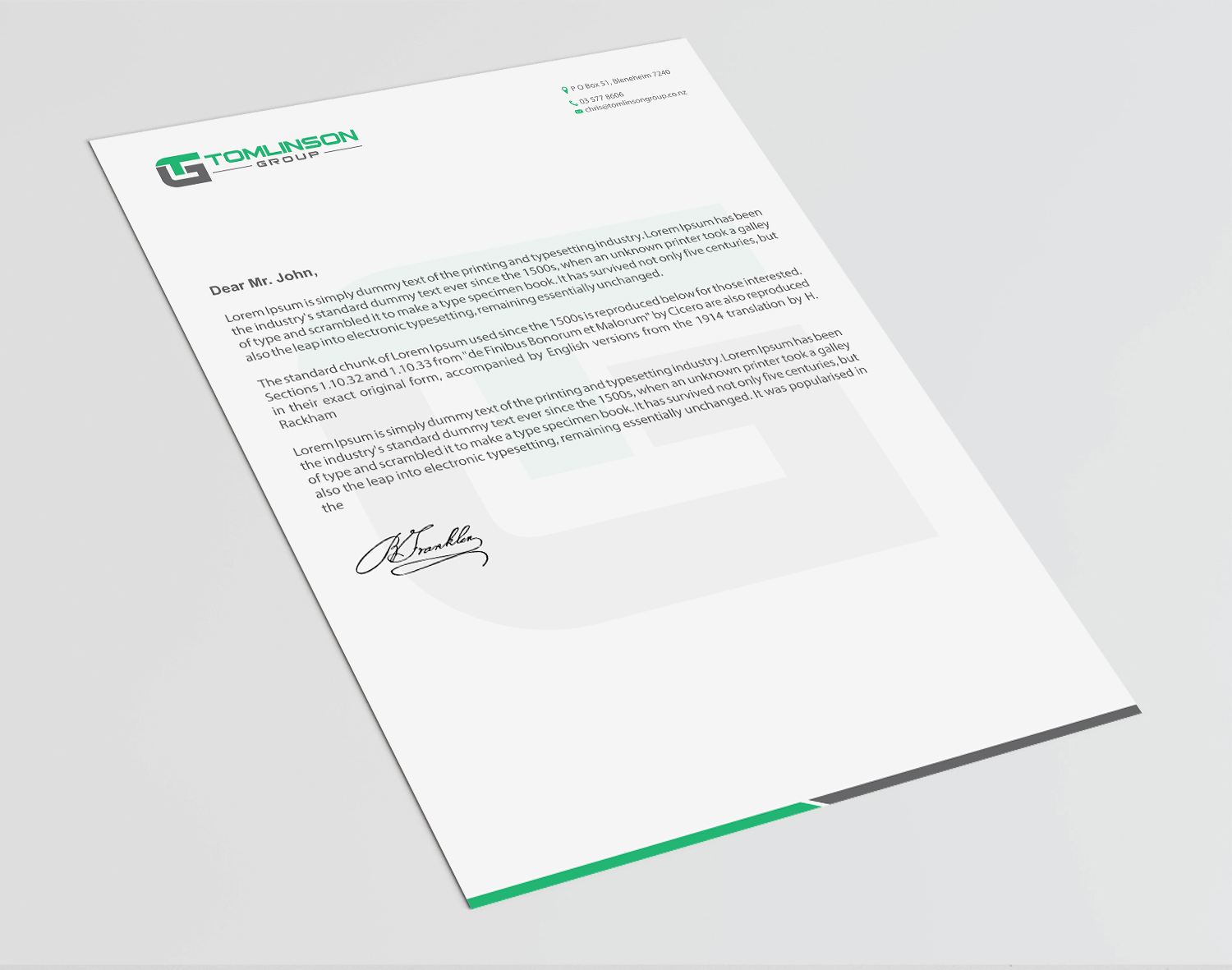 Letterhead Design by Infinitive Technology for Tomlinson Group | Design #18683733