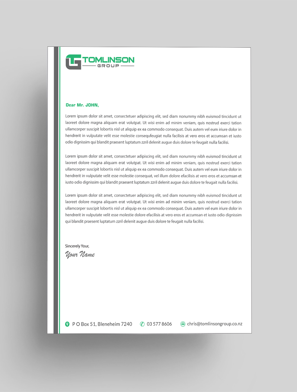 Letterhead Design by Infinitive Technology for Tomlinson Group | Design #18685403