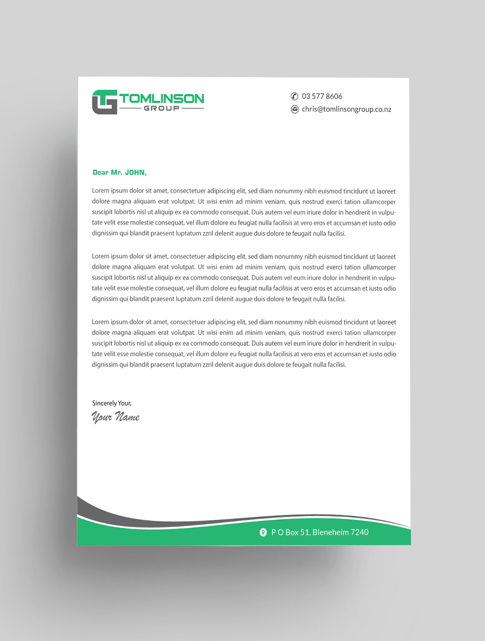 Diseño de Membrete por Infinitive Technology para Tomlinson Group | Diseño #18685405